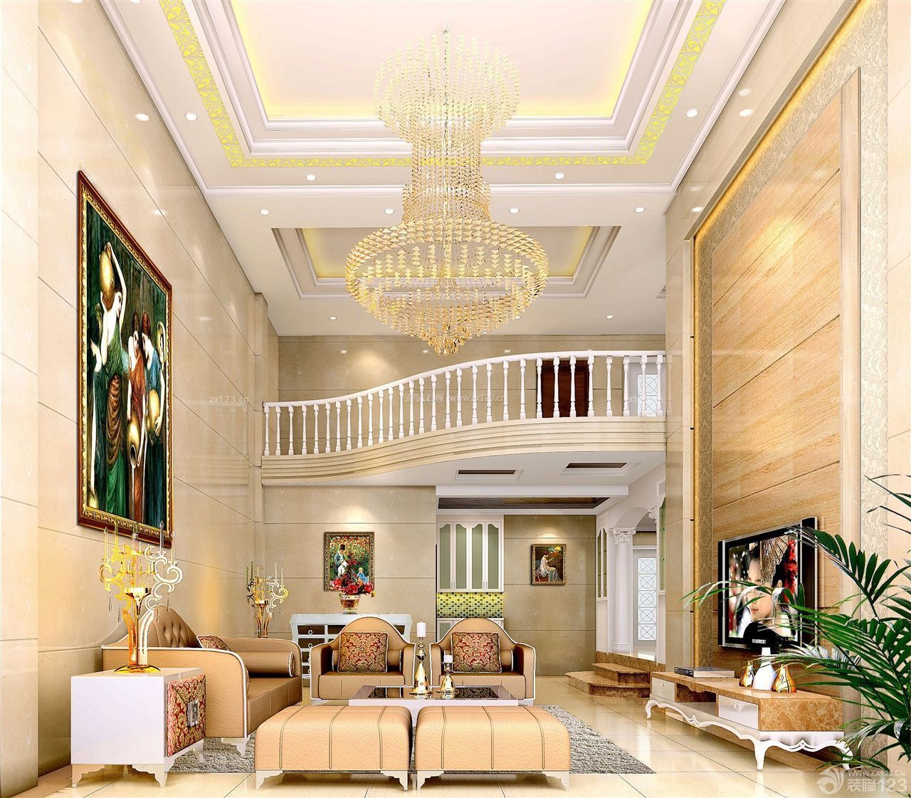 欧式复式楼别墅的优雅装修 效果图与装修要点